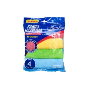 Paño microfibra 4 colores bolsa 4un